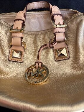 Michael Kors Metallic Gold Tote with Blush Trim Grayson.